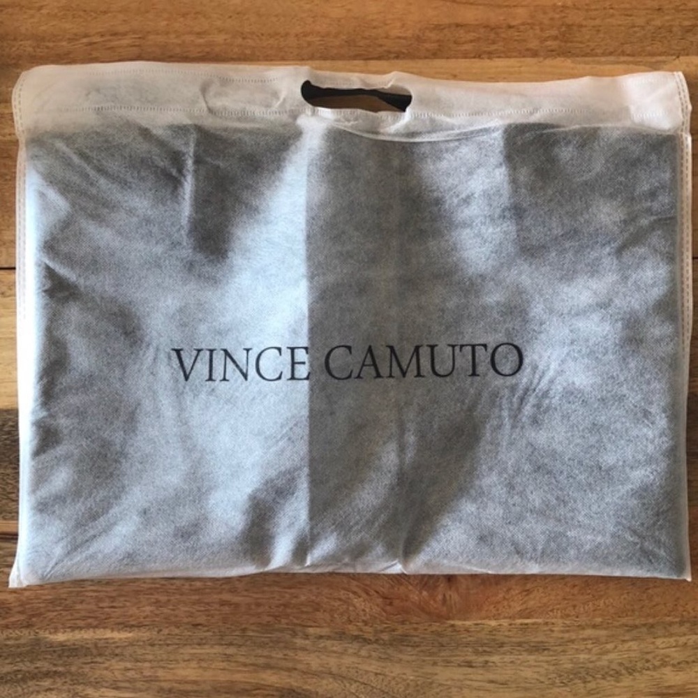 NEW VINCE CAMUTO  Black & Gray Tote Bag LUX VEGAN LEATHER 17 x 12 w Dustbag - Picture 9 of 11